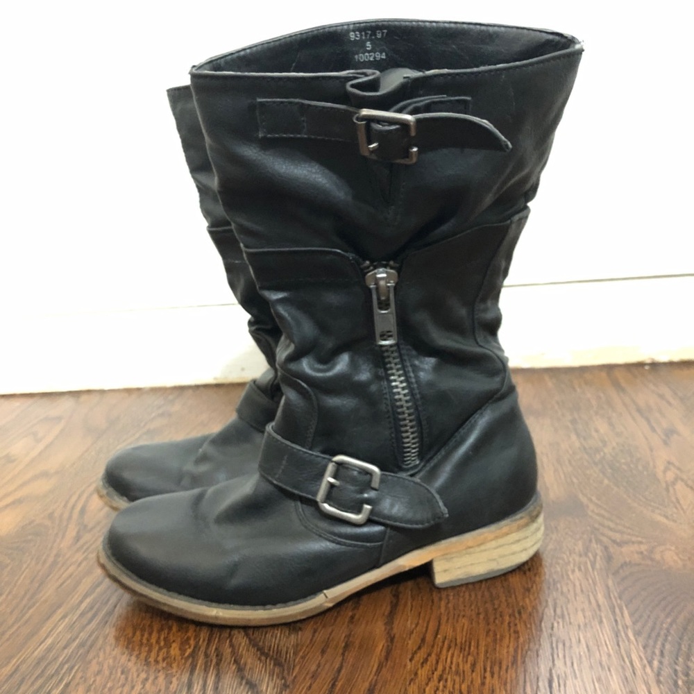 Black leather boots